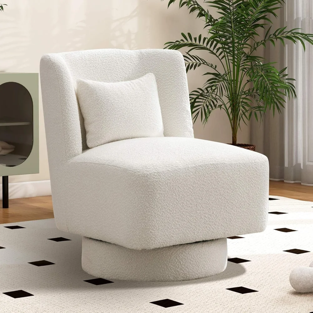 23.6 W Comfy Swivel Accent Chair, Modern Living Room Accent Chair, 360 Degree Swivel Barrel Chairs for Living Room