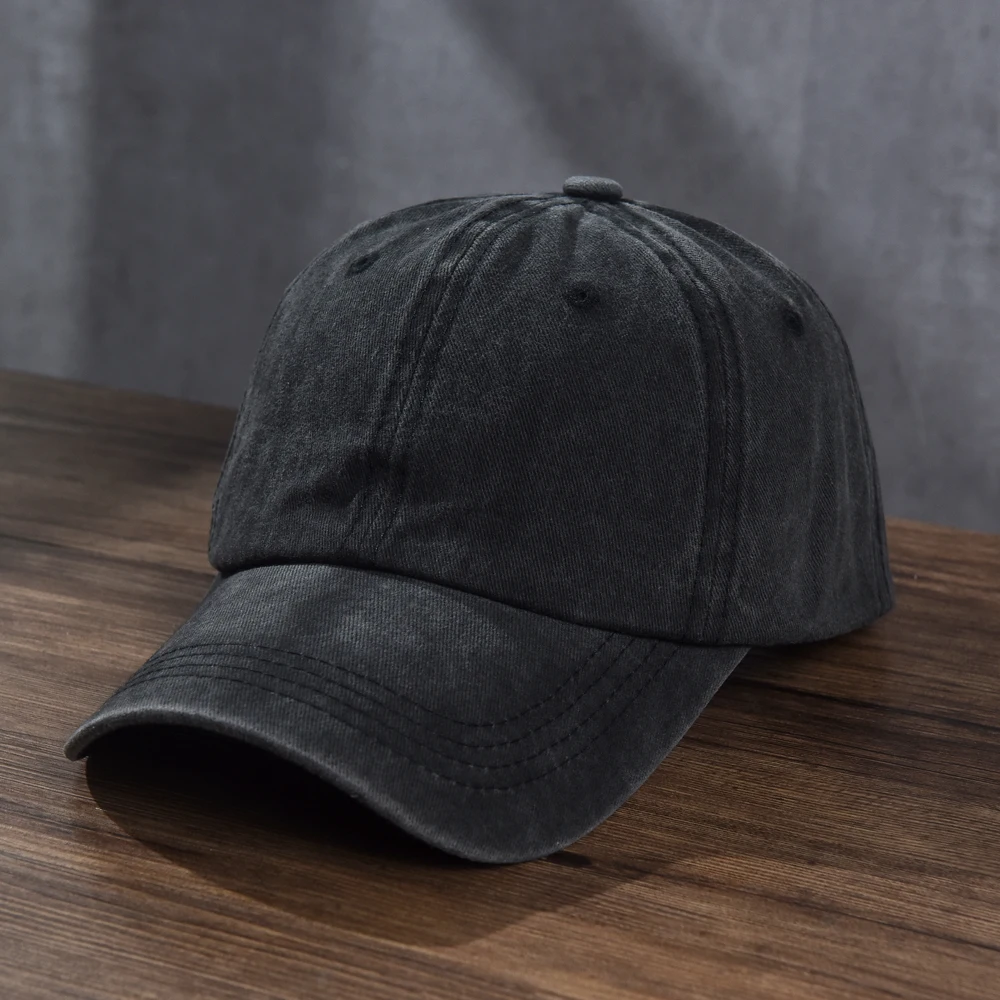Unisex Baumwolle Baseball kappe gewaschen Stoff Männer Frauen Snapback Truck Hut Vintage Hip Hop taillierte Kappen einfarbig Papa Knochen Casque tte – Detail 1