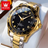 OLEVS 9988 reloj de cuarzo para hombre, resistente al agua, antiarañazos, fecha automática, reloj de pulsera de buceo, marca Original, reloj de lujo con diamantes para hombre