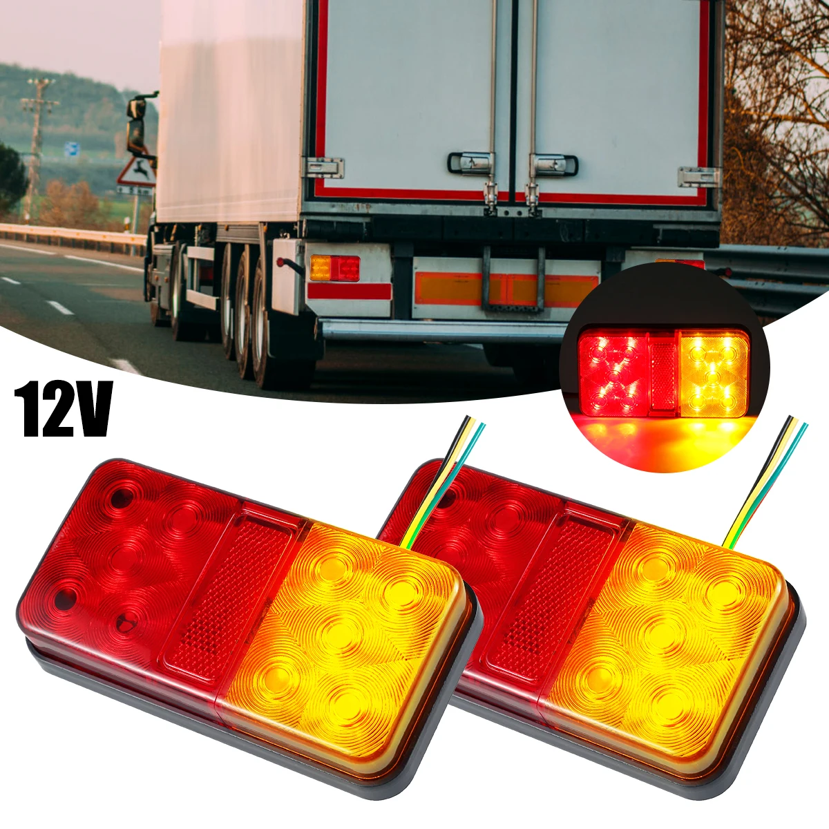 2szt Światła tylne LED Światła przyczepy 10 LED Wodoodporne 12V Tylne światła stopu Hamulec Kierunkowskaz Światło stopu Trwałe