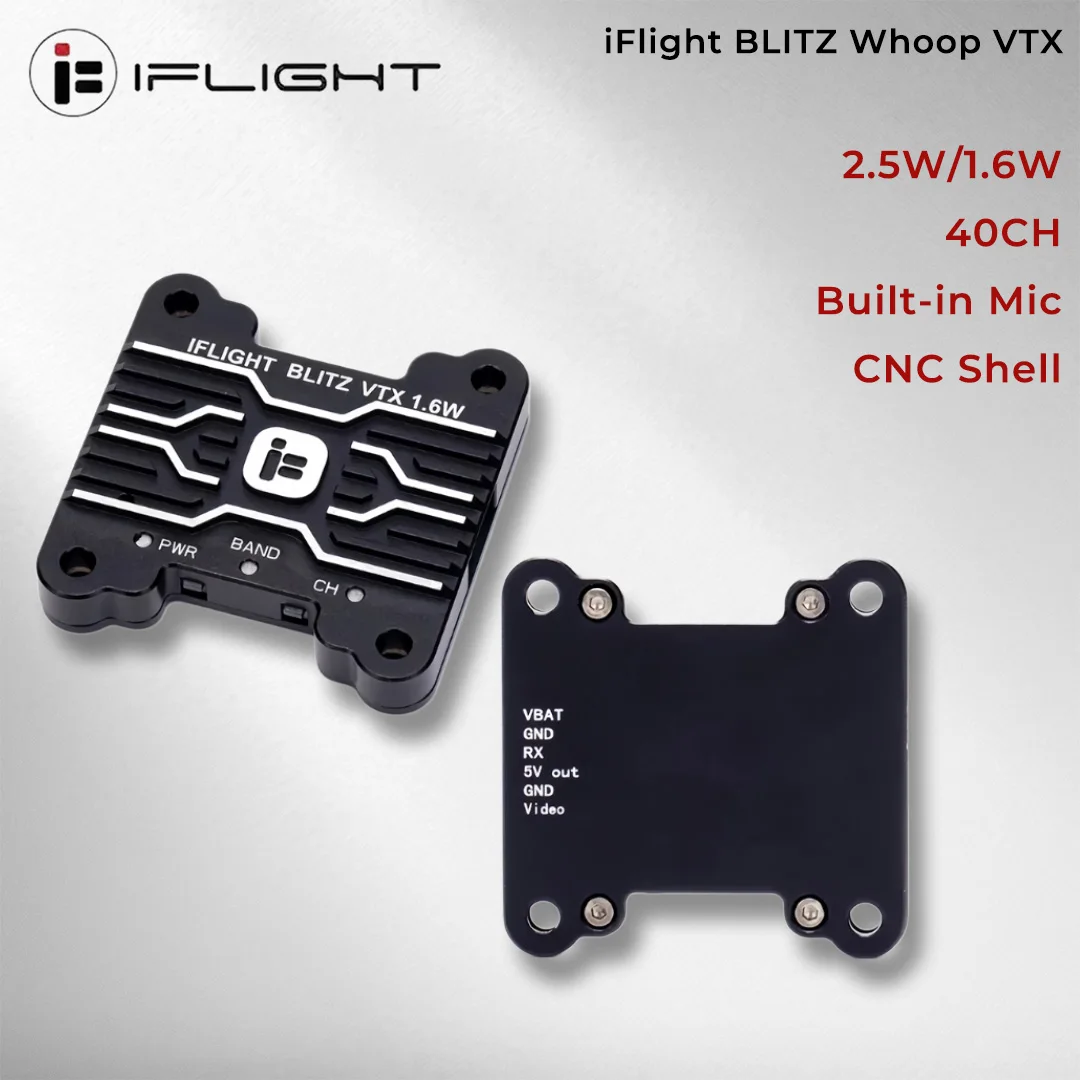 

IFlight BLITZ Whoop 5.8G/4.9G 2.5W/1.6W VTX 40CH Raceband Built-in Microphone CNC Shell Cooling Fan 2-8S 25.5X25.5mm for RC FPV