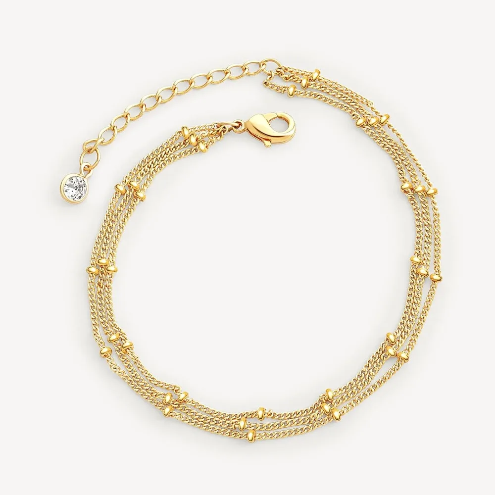 

14K Gold Plated Minimalist Chain Bracelet for Women Simple Adjustable Jewelry Gift for Her