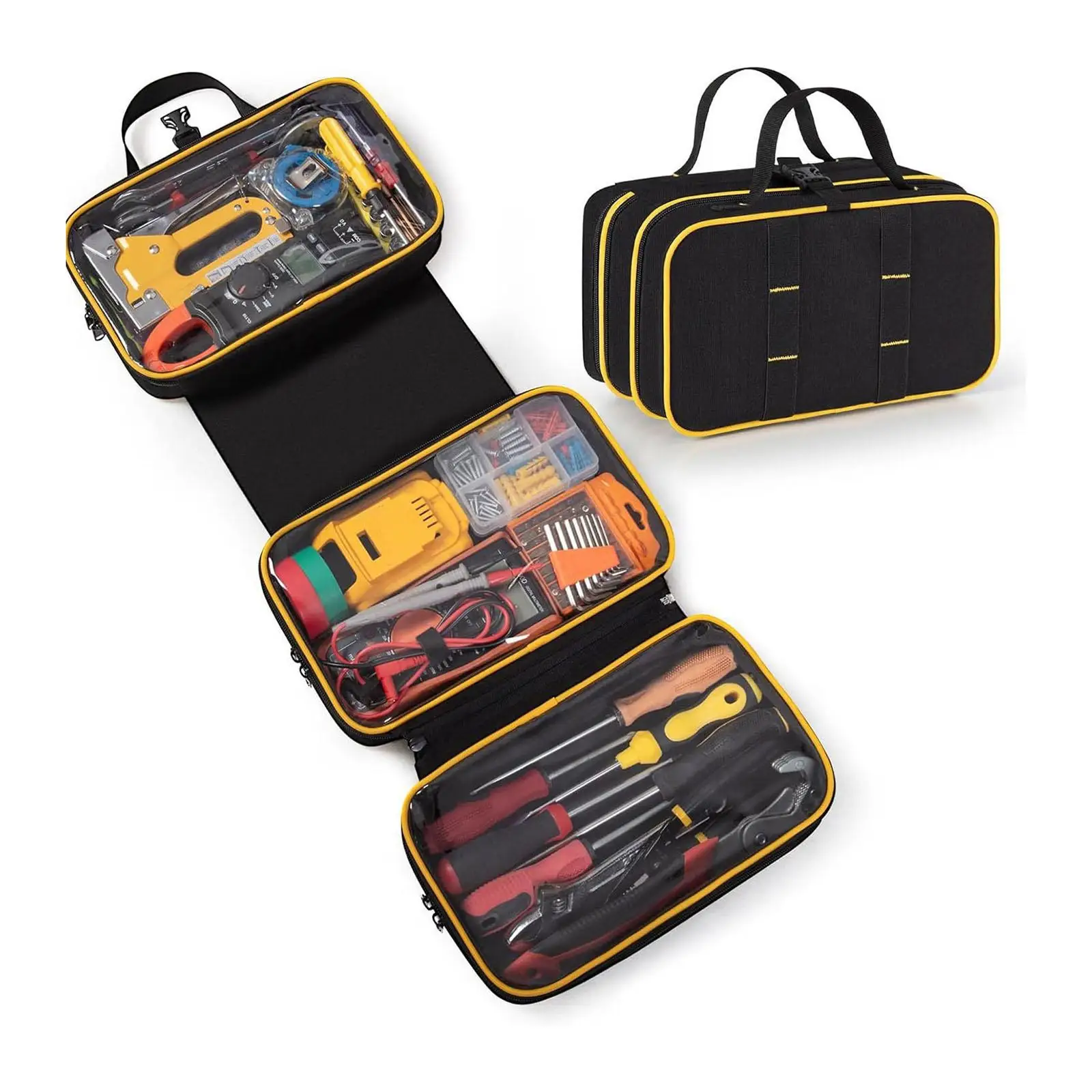 Folding Electrician Tool Roll Organizer Bag Wear Resistant Waterproof Storage Tote for Technician Tools