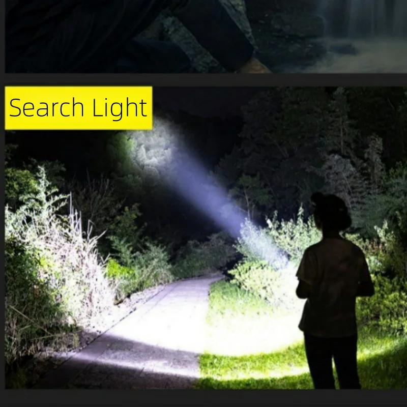 Solar Powered Camping Lamp LED Searching Light Waterproof Outdoor Tent Lighting USB Charging Portable Handheld Power Bank Light