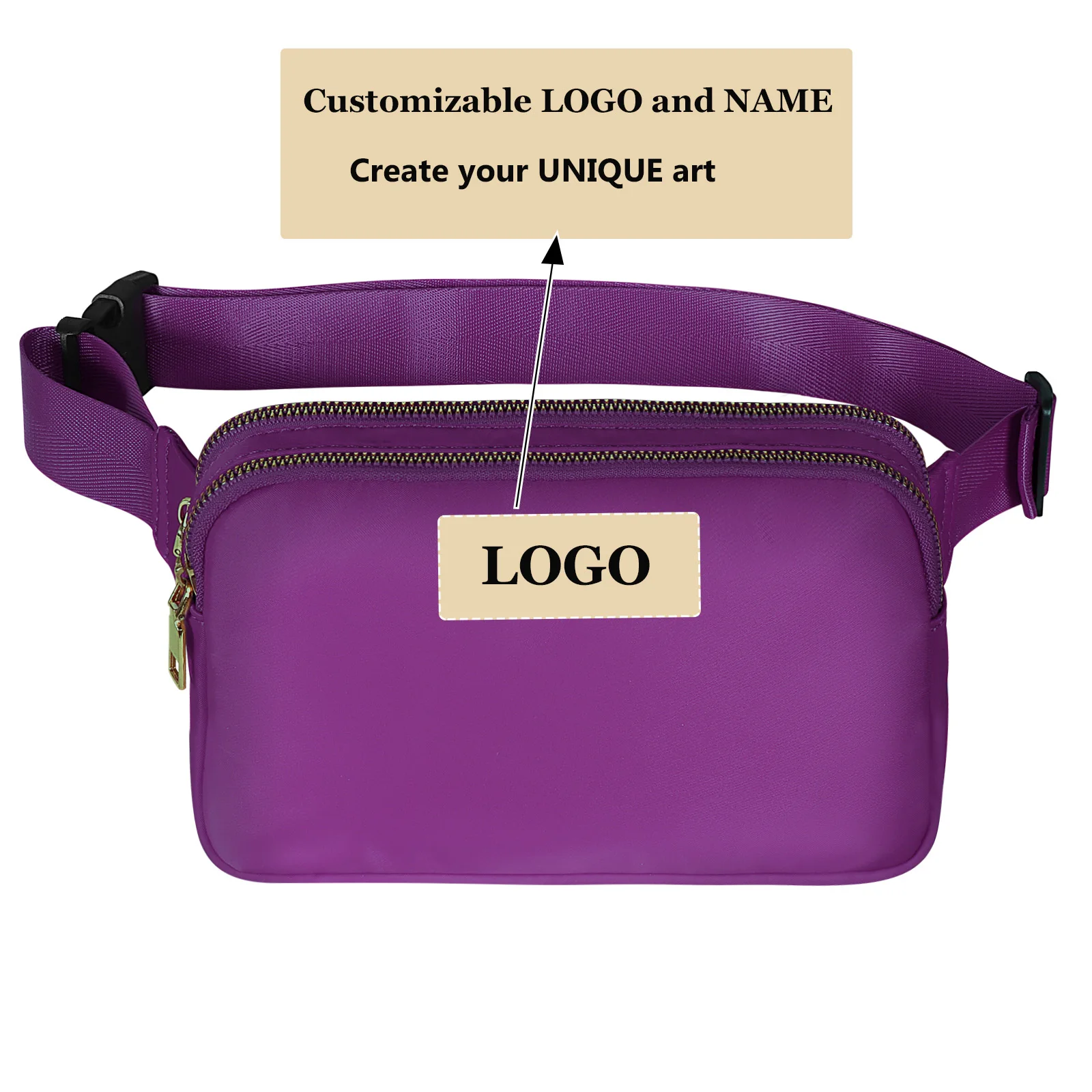 

Customizable Waist Bag for Women Men Adjustable Strap Chest Bag Sports Waterproof Lightweight Crossbody Bag Two Layers Phone Bag