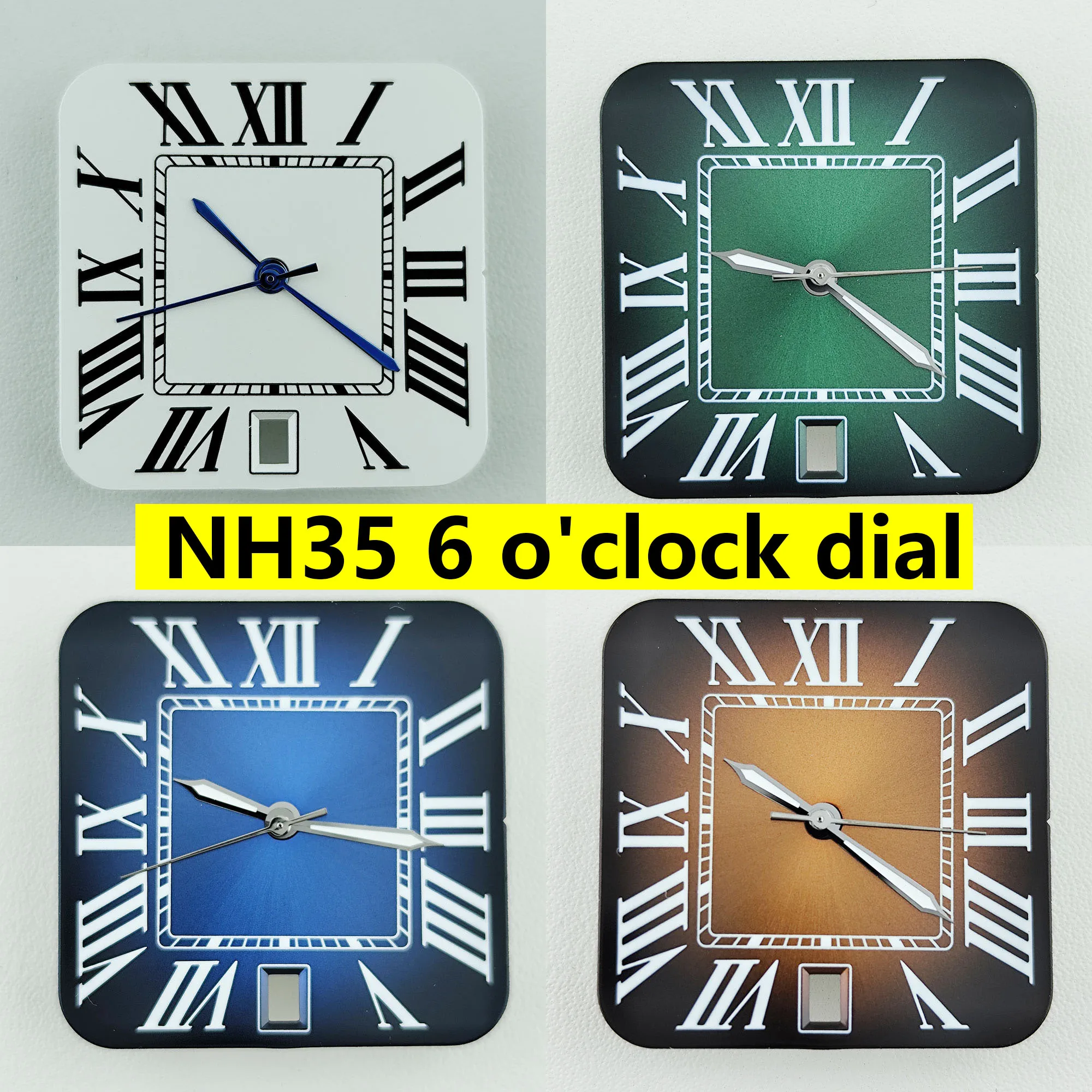 Neues nh35 quadratisches Zifferblatt römische Ziffer nh35 Datum um 6 Uhr Zifferblatt Herren uhr Zifferblatt geeignet für nh35 Uhrwerk Zubehör