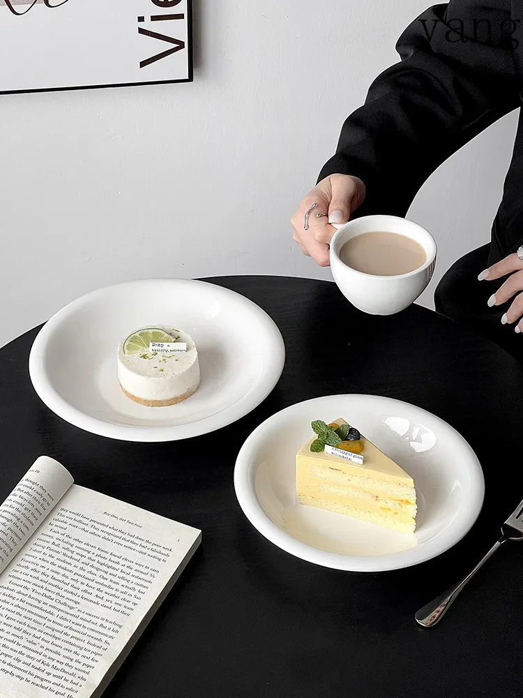 CX ceramic round chubby cake plate, reverse dessert salad plate