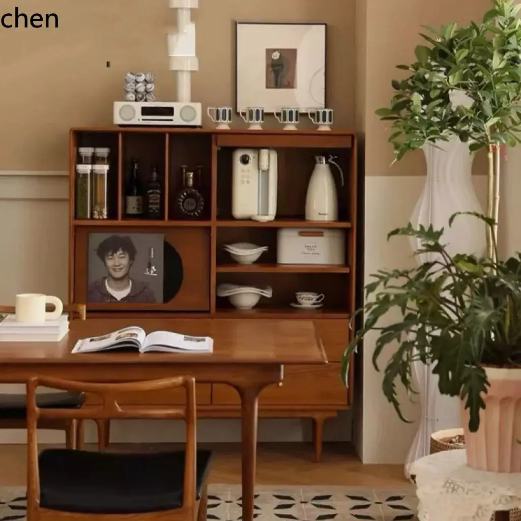 

HXL Bookshelf Vintage Storage Magazine Cabinet Living Room Mid-century Small Apartment Simple Solid Wood