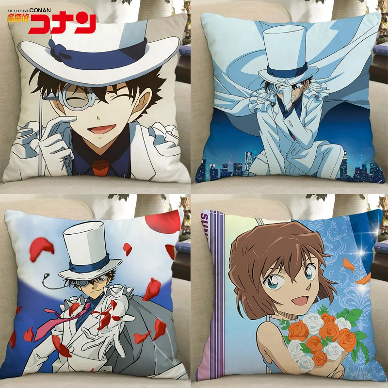 

New Strange Robber Kidd Conan Pillow Name Detective Conan Kudo Shinichi Grey Creative Peripheral Cartoon Print Cushion Gifts