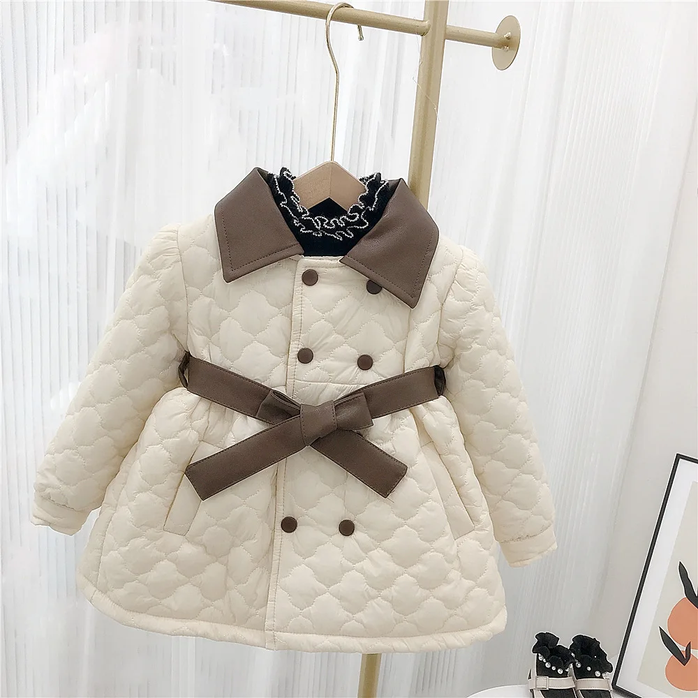 

Girls Parkas Mid-length Cotton-padded Coat 2023 New Childrens Autumn and Winter Jacket Cotton Collar Windbreaker Fashion Parkas