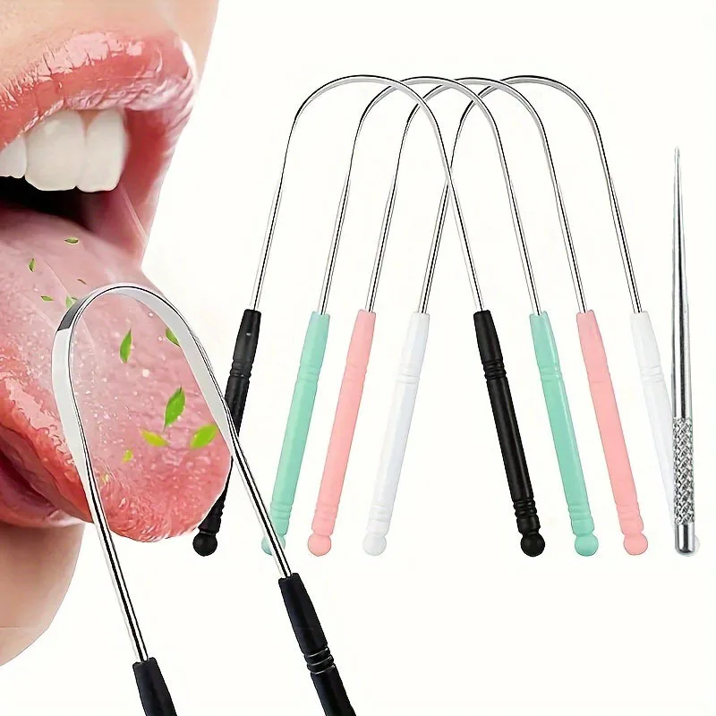 3pcs Tongue Scraper,Anti‑slip Stainless‑Steel Tongue Cleaner,Reusable Halitosis Remover,Travel‑friendly Daily Oral‑Grooming