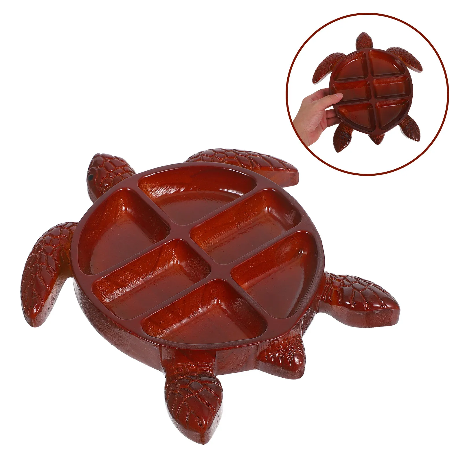 

Turtle Shaped Wood Serving Tray Rustic Divided Snack Fruit Nut Dessert Platter for Party Cheese Board Appetizer Display Kitchen