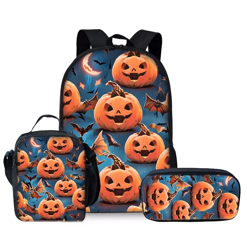 

Набор из трех предметов с тыквой на Хэллоуин, рюкзаки для мальчиков и девочек, лучшие подарки, школьная сумка с 3D мультяшным рисунком для детей