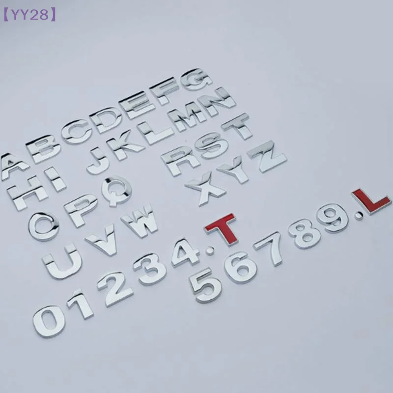 【YY28】1Pc 3D Zinc Alloy Car Letter Stickers DIY Alphabet Emblem Numbers Chrome Labeling Car Sticker Digital Badge Accessories{Y}