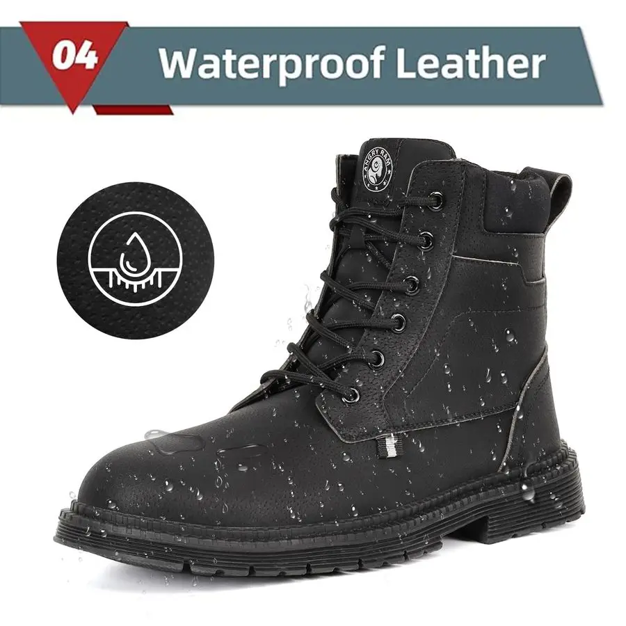 Steel Toe Boots for Men Comfortable Waterproof Construction Work Boots for Men Slip Resistant Lightweight Safety Shoes Botas de