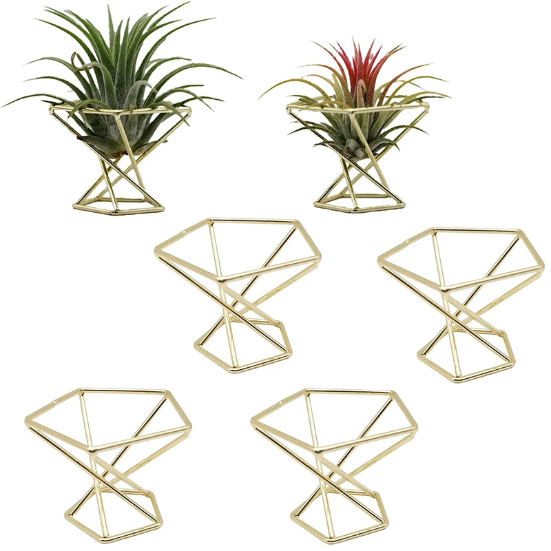 6 Pcs Geometric Air Plant Holder Airplants Rack Metal Plants Stand Planter Shelves Himmeli Decor Tillandsia Containers