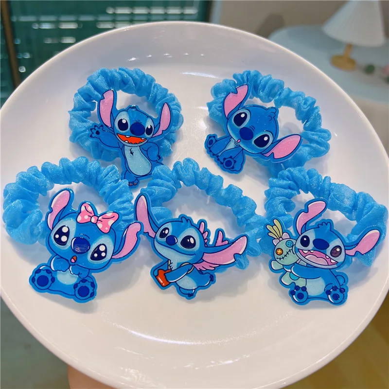 

1pcs Disney Lilo & Stitch Hair Rope for Women Kawaii Stitch Acrylic Hairpin Rubber Band Hair Accessoires Girls Birthday Gifts