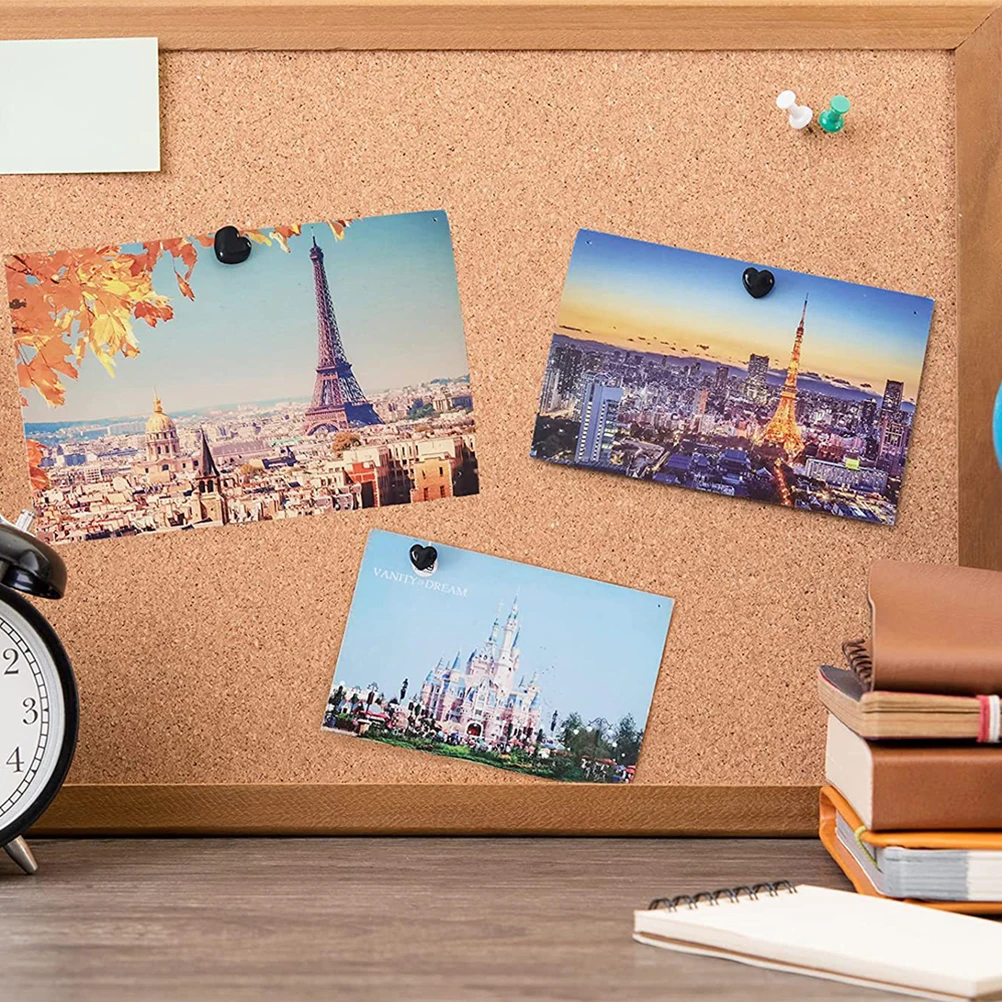 200 PCS รูปหัวใจ Thumb Tacks น่ารัก PUSH Pins ที่ละเอียดอ่อนจัมโบ้สีดําแผนที่อุปกรณ์เสริมทุกวัน Thumbtacks ปลอดภัยพลาสติก