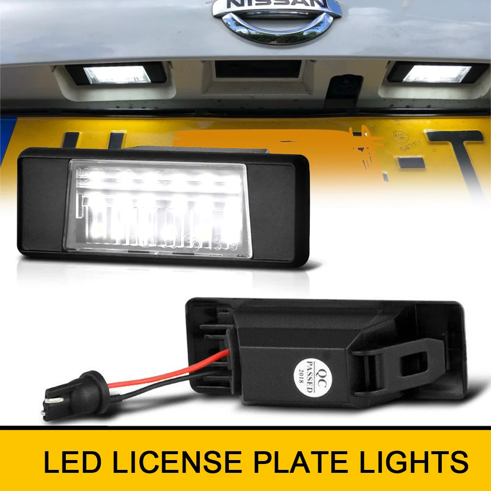 

2x Canbus No Error LED License Plate Lights For Nissan X-Trail T31 Qashqai J10 J11 Pathfinder R51 Primera P12 Navara NV200 March