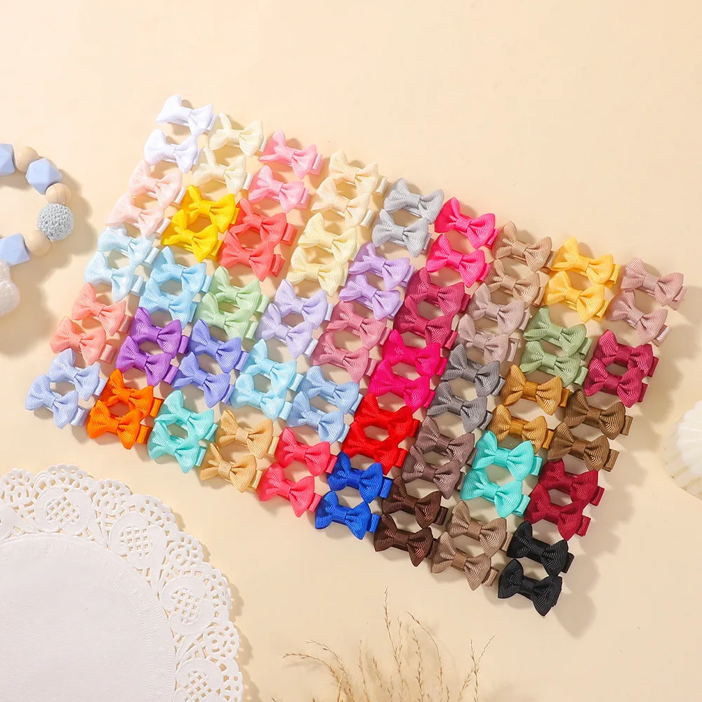 40/60 Stück Haarspangen mit Schleifenband, bunte dekorative Haarspangen für Kleinkinder, Mädchen, zufällige Farbe – Detail 8