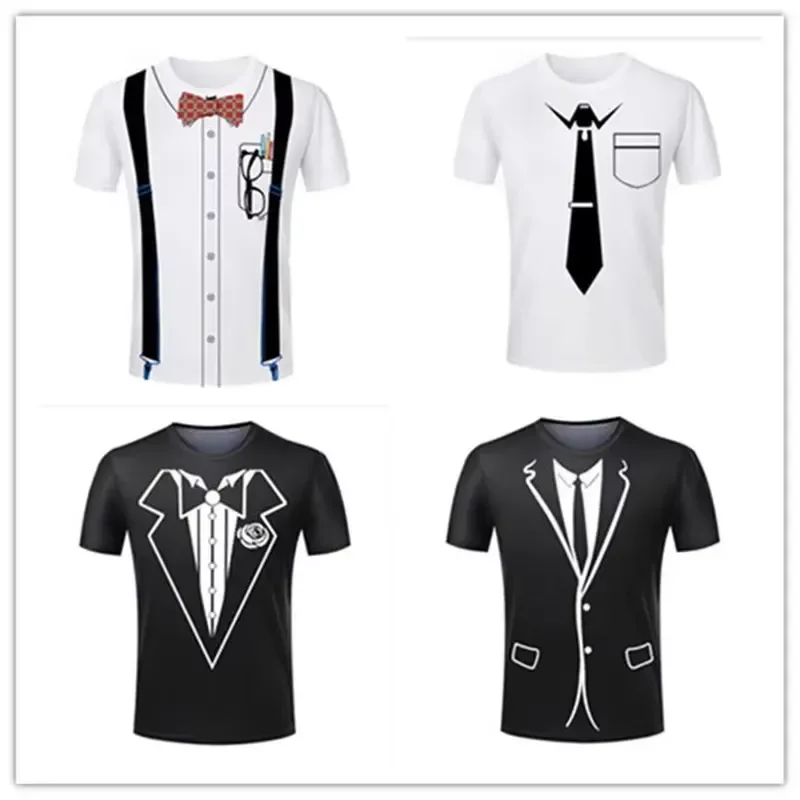 3D Digital Print 2026 New Fashion Funny Tuxedo Print Men T Shirt Casual Short Sleeve Sports Tees Plus Size Man Clothing