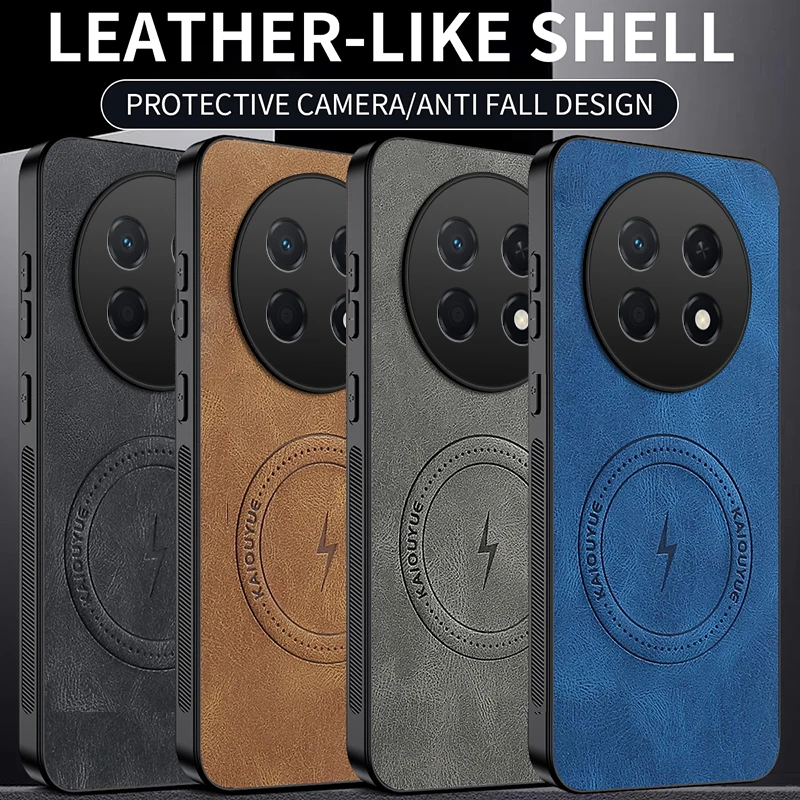 Für Huawei Enjoy 90 Pro Max/nova 15 Max Hülle, einfache, stilvolle, luxuriöse, hautfreundliche, stoßfeste Rückseite aus Leder mit magnetischer Saugkraft