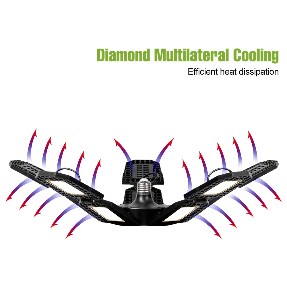 Afbeelding 6: 200W LED Grow Lampen Volledig Spectrum 220V Opvouwbare E27 Plantenteelt Lamp Kas Tent Bloem Vinnen Hydrocultuur vulling Verlichting