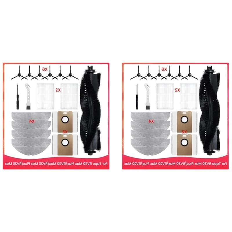 Promotion!2X Accessory Kit For Tapo RV30 Max Plus/RV30 Max/RV20 Max Plus/RV20 Max Robot Vacuum Replacement Parts