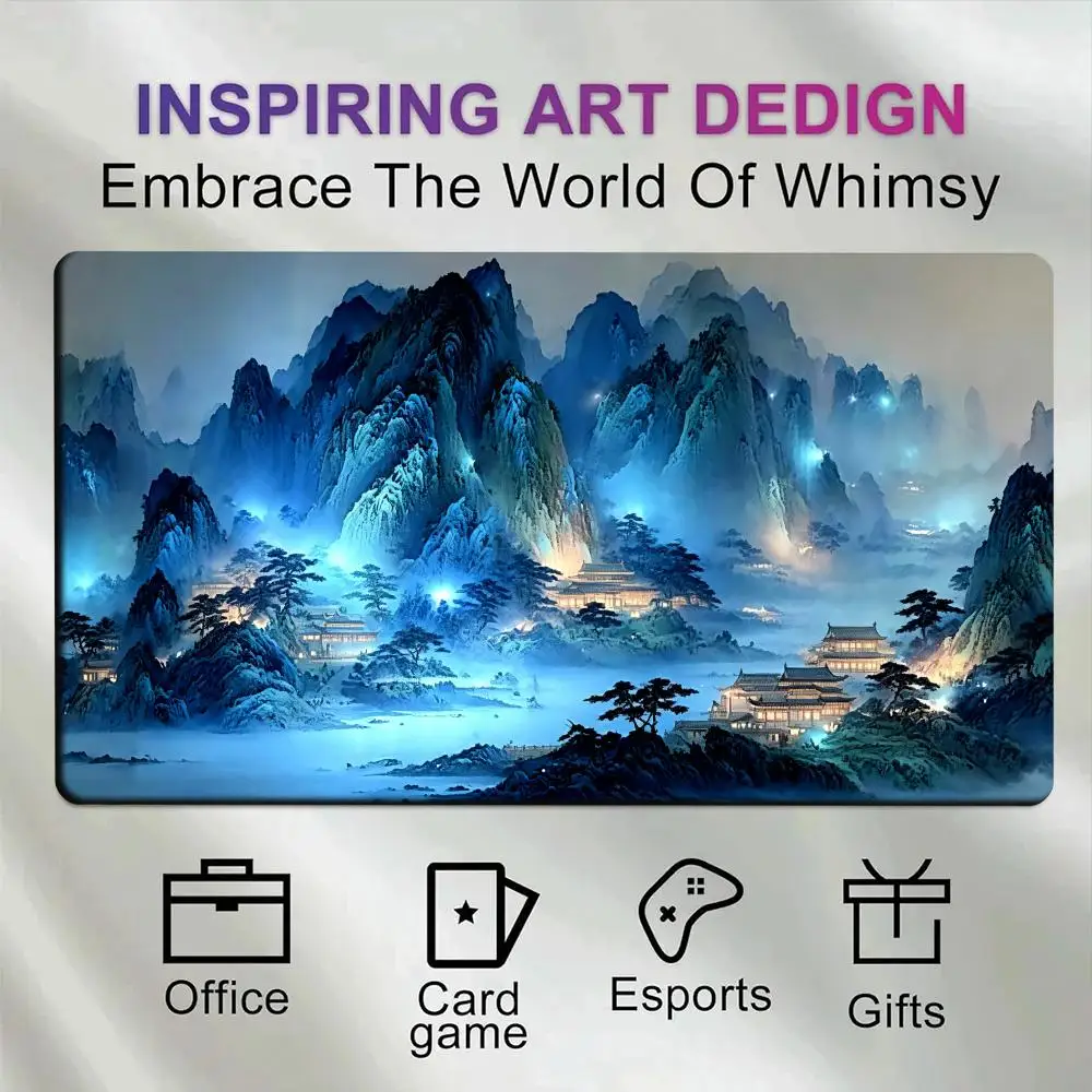 Chinese traditional Landscape Large Mouse Pad  Gaming Keyboard Mat, Non-Slip Rubber Base, Waterproof Desk Pad for Office/Home