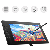 UE16 Drawing Graphics Pen Tablet Monitor 16K Pressure Levels 15.4 inch 10 Shortcut Keys for Windows Mac Android