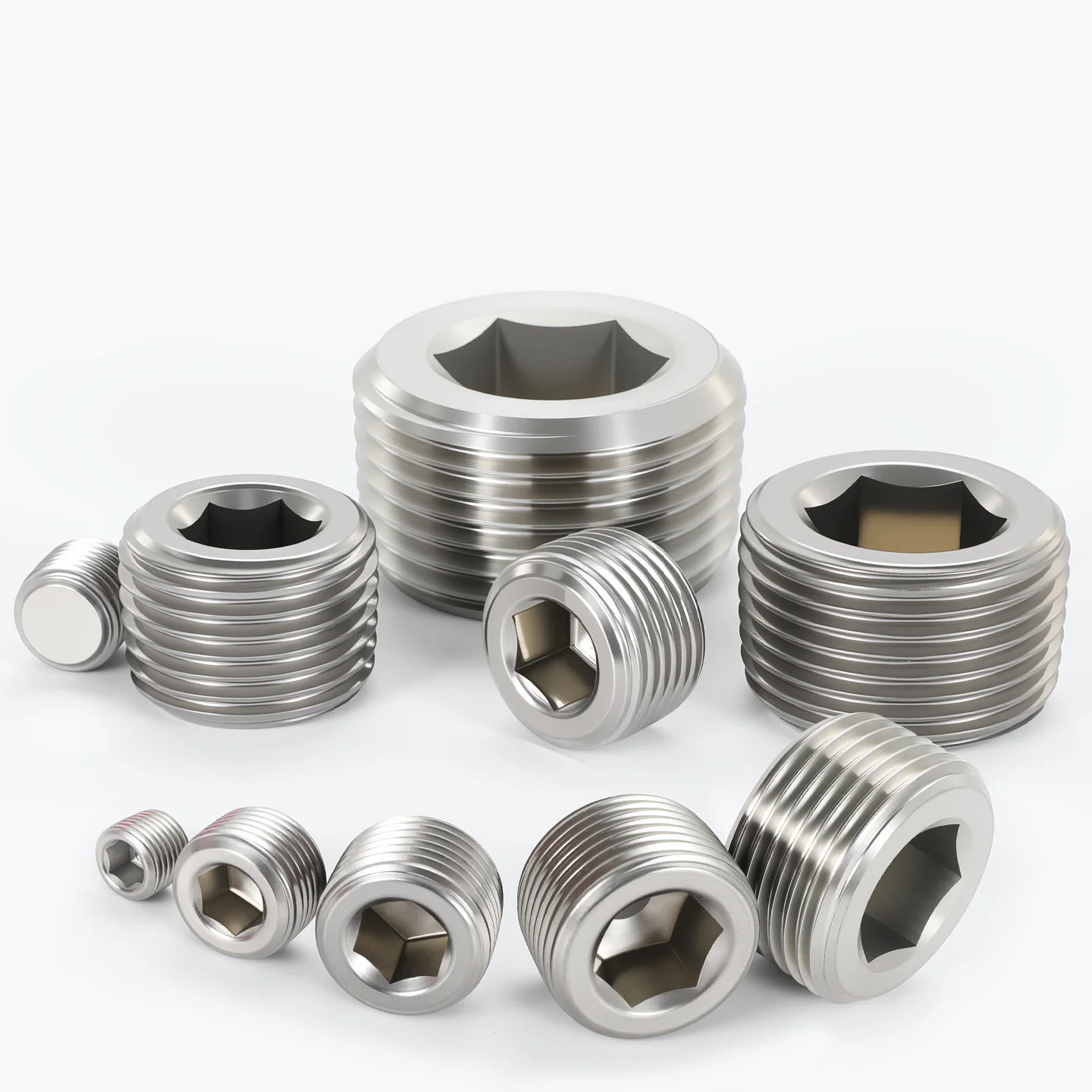 PT/NPT/G Hexagonal Plug 304 Stainless Steel Hexagonal Pneumatic Fitting Plug End Cap 1/16 1/8 1/4 3/8 1/2 3/4 1 1-1/4 1-1/2 2