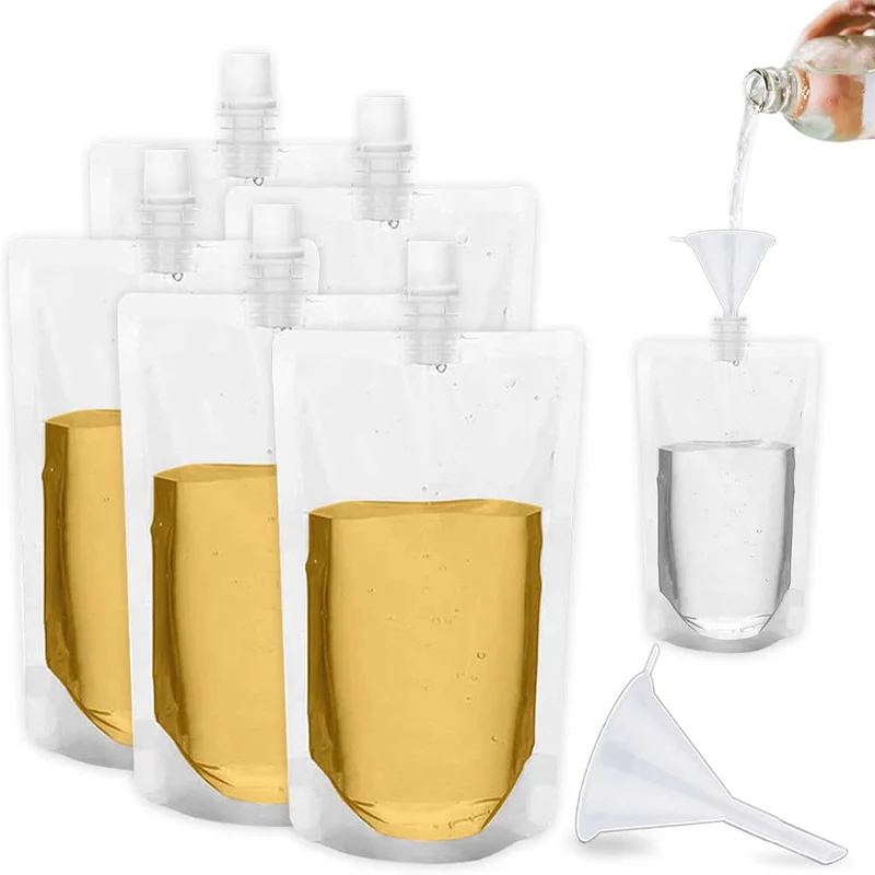 Clear Drinking Packaging Beverage Spout Bag Clear Fridge Fresh Liquid Juice Milk Wedding Party Reusable Drinking Pouches