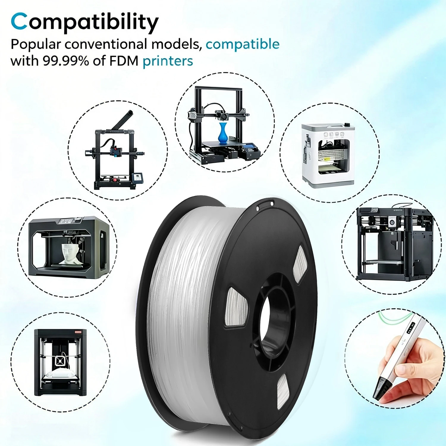 1,75 mm PETG Transparentes 3D-Drucker-Filament Material Verbrauchsmaterialien 250 g 1 kg PETG Transparentes 3D-Drucker-Material – Detail 6