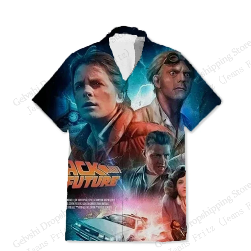 

Movie Back To The Future 3d Print Shirt Men Women Fashion Short Sleeve Casual Button Down Shirts Holiday Blouse camisa masculina