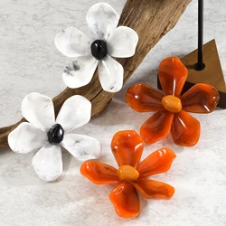Maxi Resin Flower Earrings Exaggerated Oversized Flower Dangle Earrings for Women Elegant Textured Accesory Party Gifts