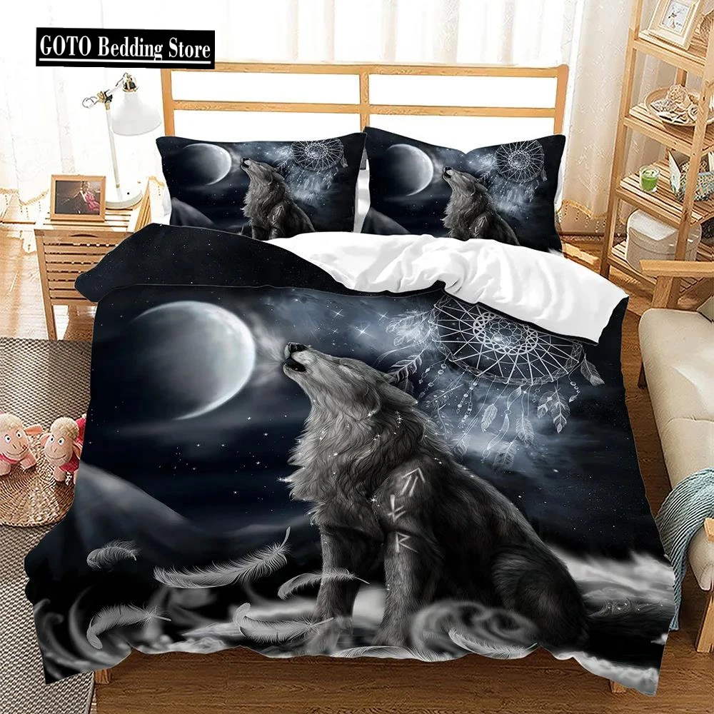 

Bedroom Bedding Set King Size for Double 3D Print Bohemian Deer Moon,Wolf Bed Linen 2 People 240x260 Comforter Cover+Pilllowcase