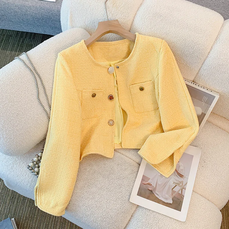 

High Quality French Small Fragrant Tweed Coat Women Fall Elegant Korean Wollen Outwear Cardigan Tops Fashion Causal Short Jacket