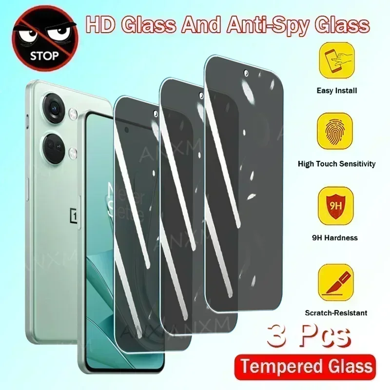 3Pcs Anti Spy Tempered Glass For Oneplus ACE Pro V2 Nord CE3 CE2 CE 3 2 Lite Nord 2T N30 N20 N10 N300 N200  Privacy Cover Screen