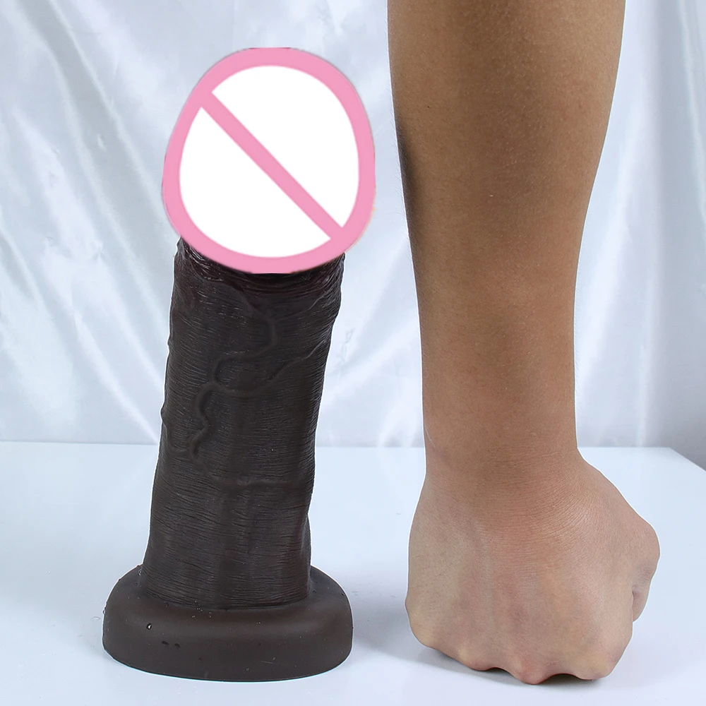 New Coffee Big Glans Realistic Dildo Soft Huge Lifelike Penis Suction Cup Anal Sex Toys For Woman Vagina Adult Masturbator Cock