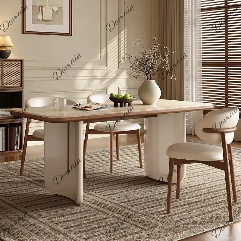 XM Modern Luxury Travertine Slate Dining Tables And Sets 4 Chairs Dining Rooms Pliante 130cm 160cm 180cm Kitcjen Table Furniture