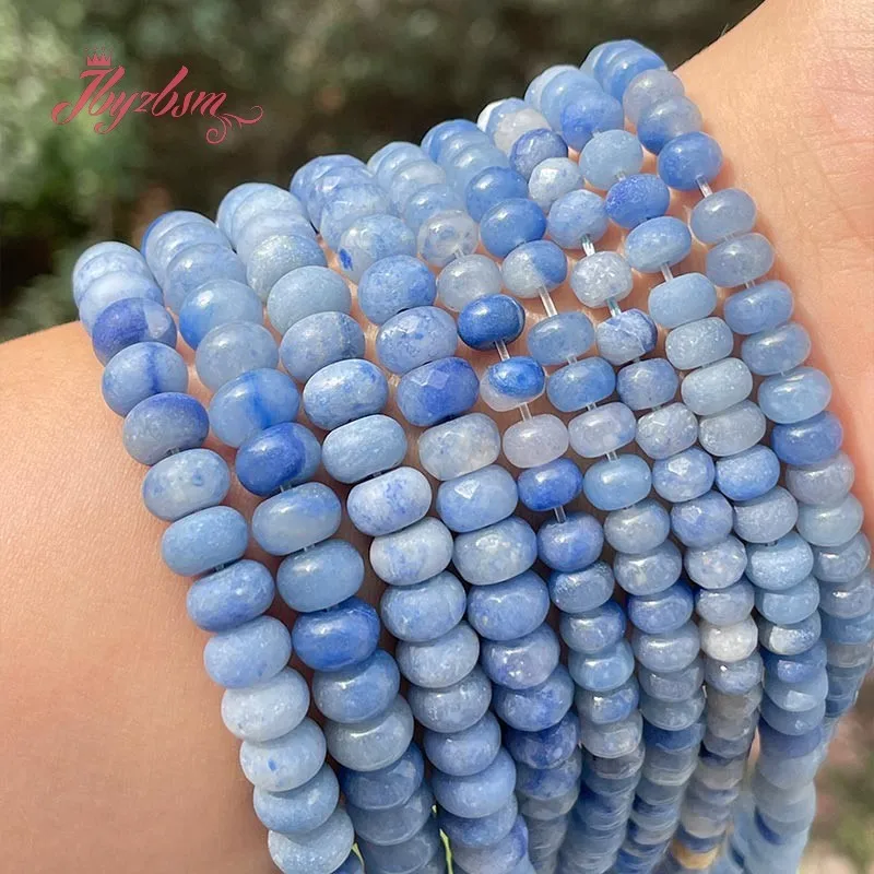 

Rondelle Smooth Faceted Frost Blue Aventurine Spacer Loose Beads for DIY Craft Accessories Charms Jewelry Making Design 15"