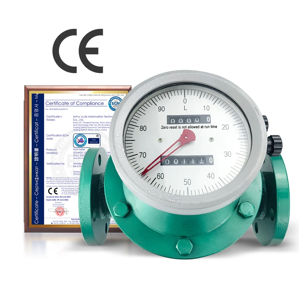 Oval Gear Flowmeter DN10 DN15 DN20 for Diesel Gasoline Liquid Crude Oil Kerosene Lubricating Mechanical Display