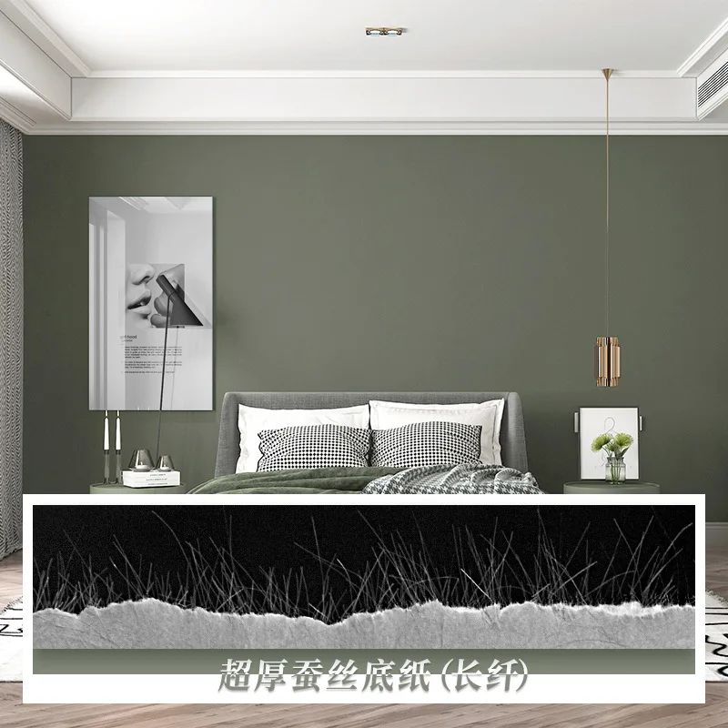 موراندي اللون رمادي أخضر خمر الأخضر خلفية غرفة المعيشة الشمال بلون غرفة نوم ميزة جدار ورق حائط من القماش غير المنسوج