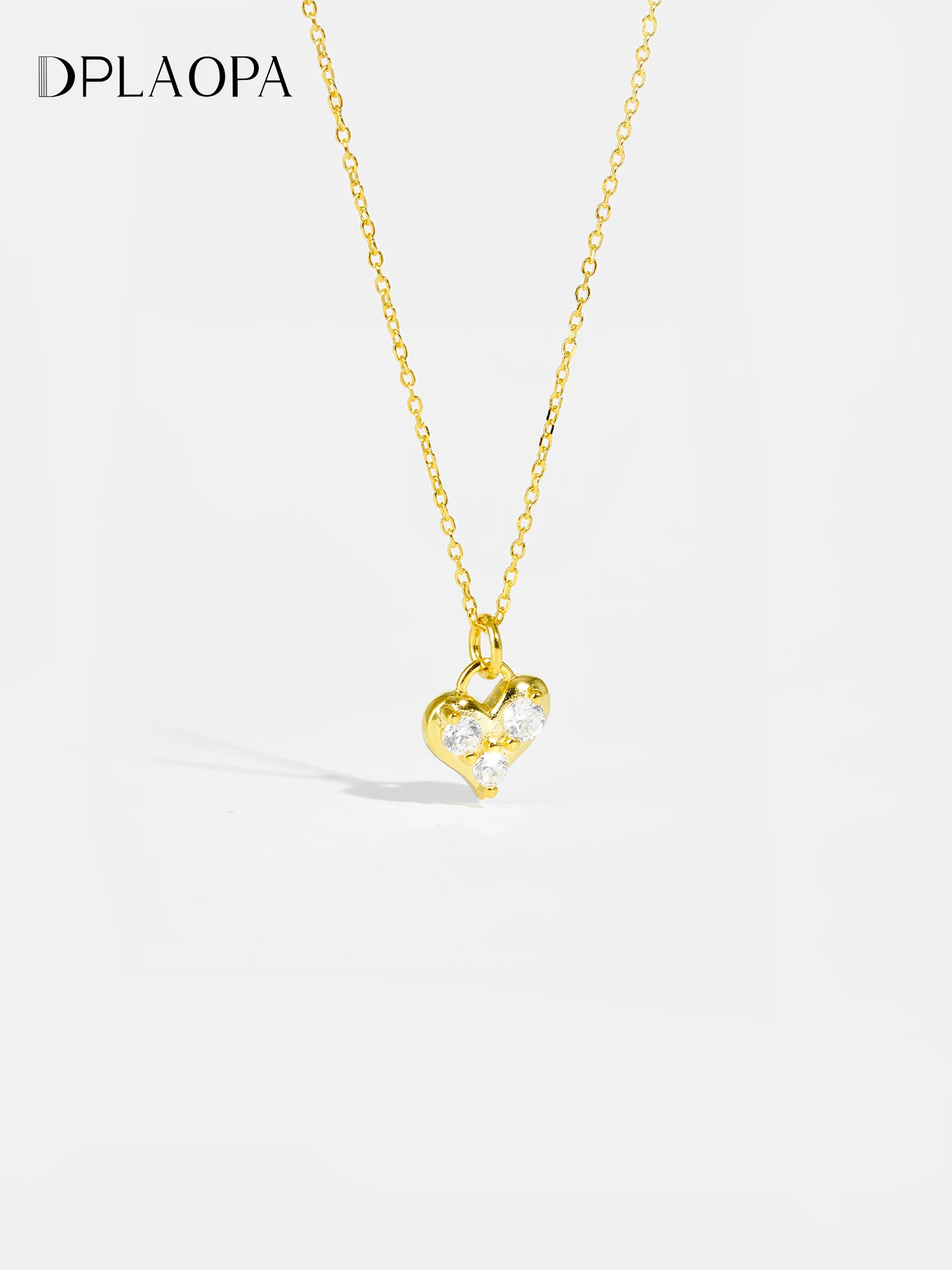 

DPLAOPA 925 Sterling Silver Gold Love Heart Three Circle CZ Zircon Pendant Long Necklace 2025 Luxury Fine Wedding Gift Jewels