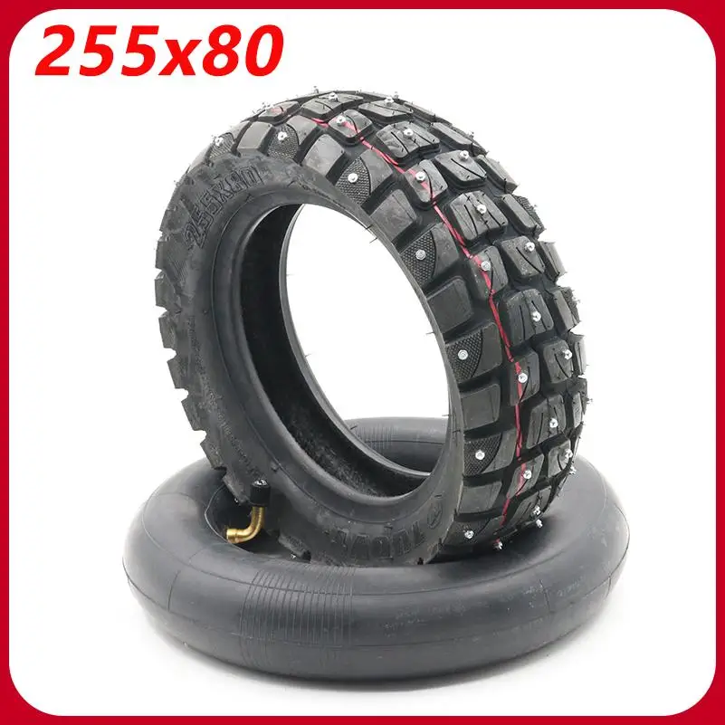 10 Inch Tire 255X80 Off-road Studded Snow Tires For Zero 10x Kugoo M4 Speedyway 4 Electric Scooter Accessories 10x3.0 80/65-6