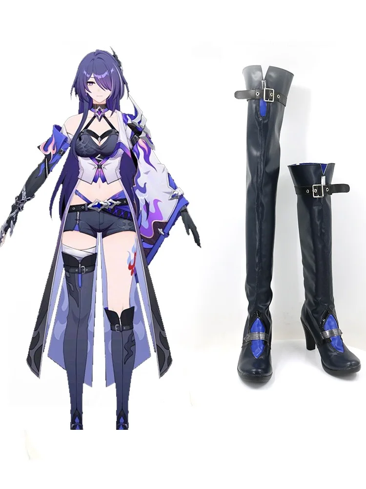

Raiden Bosenmori Mei Honkai Cosplay Shoes Black customized Boots Adult Halloween Cosplay Raiden Bosenmori Mei Shoes