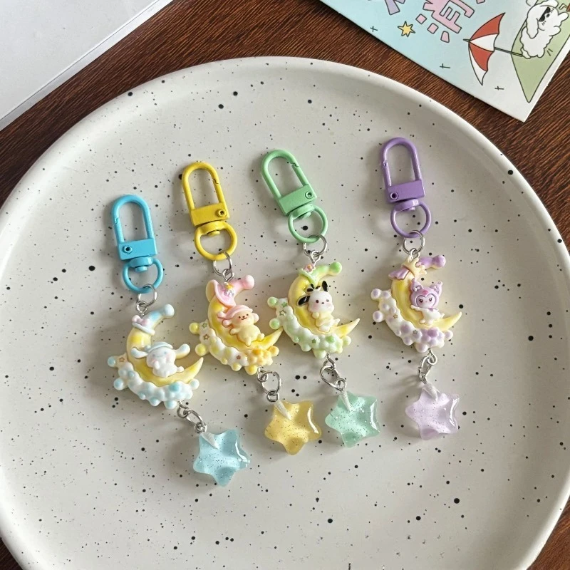 

Kawaii Hello Kitty Keychain Cute Cartoon Moon Star Backpack Keychain Travel Desktop Women Supplies Student Gift Wholesale