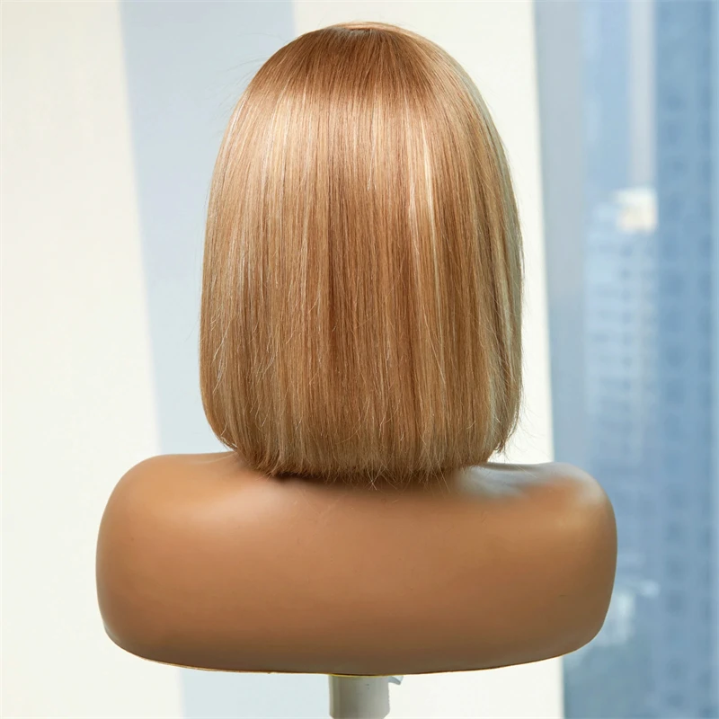 Kurze Ombre Honig blonde Bob Perücke mit Babyhaar Honig braun gerade Echthaar Perücken Spitze Teil blonde braune Perücken für Frauen