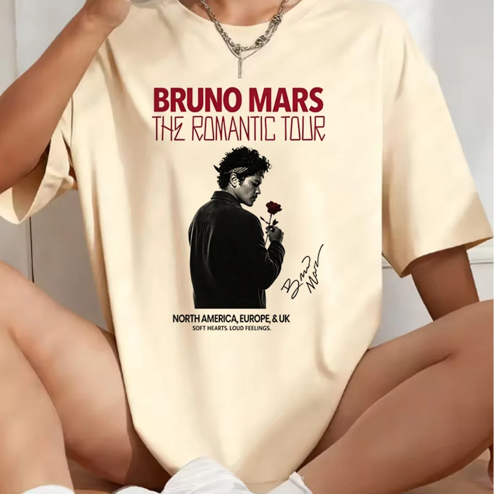 2026 Bruno Mars The Romantic Rose Tee Man Woman Harajuku Short Sleeve O-neck Casual Shirt Gift Clothes Fashion  T Shirt