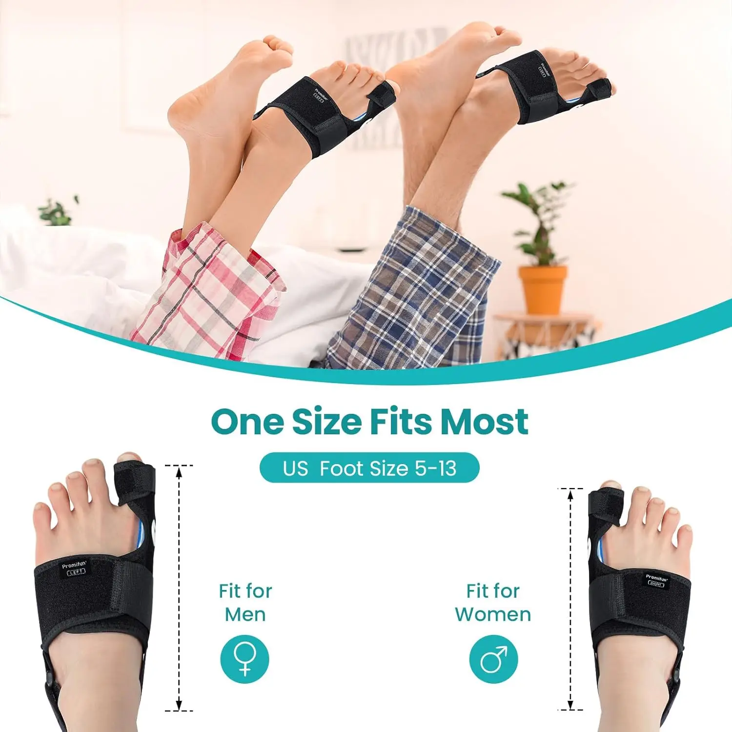 

1pair Sumifun Bunion Corrector Women & Men Big Toe Bunion Splint Brace Adjustable Bunion Correction with Soft Gel Splint Brace